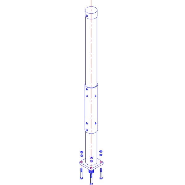 Ground plane omni antenna, 0 dBd gain, 118-138 MHz